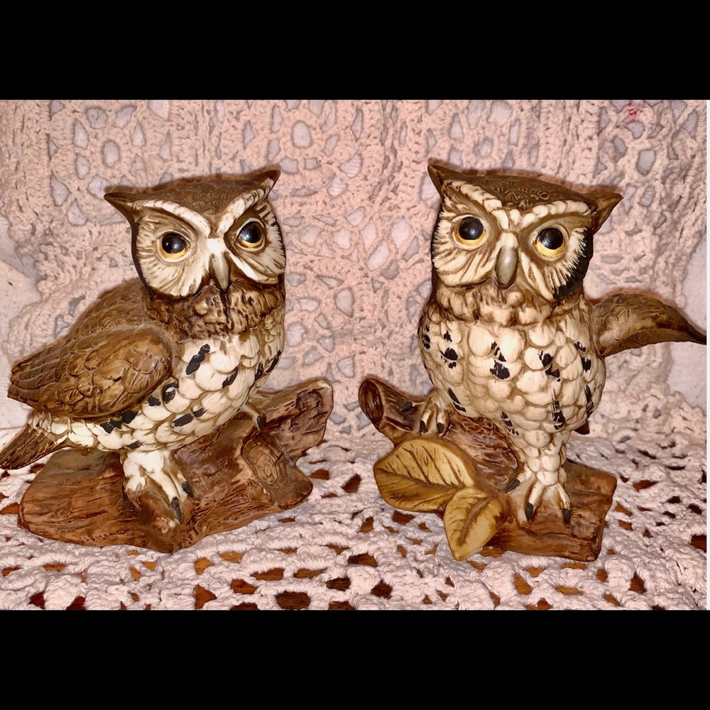 Vintage Homco Ceramic Owl figurines Home Interior